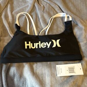 Hurley Black and White Sports Bra with Strappy Design